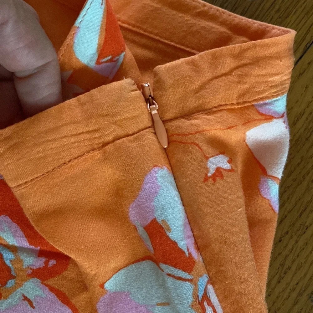 Free people coral floral flutter side zip‎ mini dress shorts
